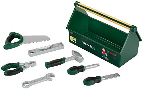 Theo Klein 8573 Werkzeug-Box | 7-teiliges Werkzeug-Set | Stabile Box mit praktischem Tragegriff | Spielzeug für Kinder ab 3 Jahren von Theo Klein