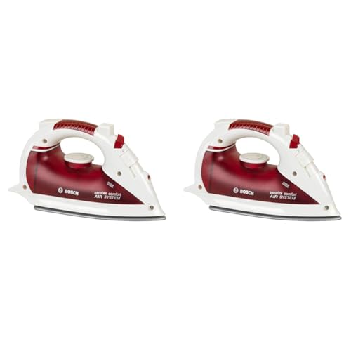 Klein Theo 6254 Bosch Bügeleisen I Hochwertiges Kinderbügeleisen mit Wassersprühfunktion I Maße: 17 cm x 7,5 cm x 9,5 cm I Spielzeug für Kinder ab 3 Jahren (Packung mit 2) von Klein