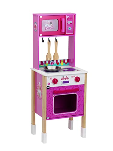 Theo Klein 7319 Barbie Epic Chef Küche I Moderne Holzküche mit Herd, Ofen und Mikrowelle I inkl. Spielküchen-Zubehör I Spielzeug für Kinder ab 3 Jahren von Klein