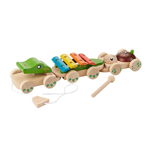 EverEarth Musikzug aus nachhaltigem Holz – Spielzeugzug mit Xylophon und bunten Bausteinen – Lernspielzeug zur Förderung von Motorik und Kreativität – EE33677 von EverEarth