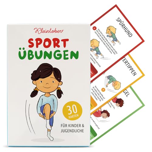 Kleintober 30 Trainingskarten für Kinder & Jugendliche I Bewegungsspiele für Kinder spielerisch fit Werden I Sport Lernspiele ab 3 Jahre mit Motivations-Kick I von Kleintober