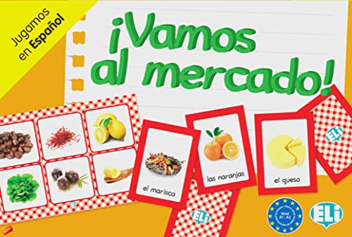 ¡Vamos al Mercado!: Spielbrett mit Zubehör. 66 Spielkarten, 36 Einkaufslisten mit Bingo-Bildern auf der Rückseite, Anleitung von Klett Sprachen GmbH