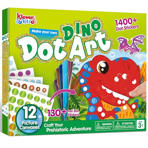 Klever Kits Dot Art Aktivität, Dot It Dinosaurier, Sticker Bastelset für Kinder, Diy Bastelset Zum Basteln Kit,Geburtstagsgeschenke für Kinder ab 3+ Jahren, Flugzeug-Reisespielzeug Klever Kits Dot Art Aktivität, Dot It Dinosaurier, Sticker Bastelset für Kinder, Diy Bastelset Zum Basteln Kit,Geburtstagsgeschenke für Kinder ab 3+ Jahren, Flugzeug-Reisespielzeug von Klever Kits