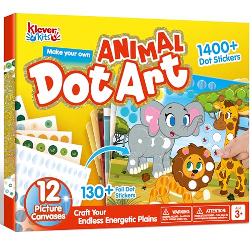 Klever Kits Dot Art Aktivität, Dot It Tiere, Sticker Bastelset für Kinder, DIY Bastelset Zum Basteln Kit,Geburtstagsgeschenke für Kinder ab 3+ Jahren, Flugzeug-Reisespielzeug Klever Kits Dot Art Aktivität, Dot It Tiere, Sticker Bastelset für Kinder, DIY Bastelset Zum Basteln Kit,Geburtstagsgeschenke für Kinder ab 3+ Jahren, Flugzeug-Reisespielzeug von Klever Kits