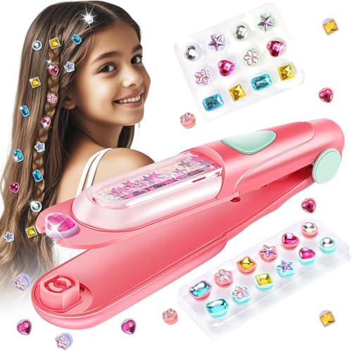Haarschmuck-Stamper-Kit, Bling-Haarschmuck für Mädchen Spielzeug, Hair Styling Tool mit wiederverwendbaren glänzenden Diamanten, Geburtstagsgeschenke Spielzeug für Mädchen im Alter von 3-12 (Rosa) Haarschmuck-Stamper-Kit, Bling-Haarschmuck für Mädchen Spielzeug, Hair Styling Tool mit wiederverwendbaren glänzenden Diamanten, Geburtstagsgeschenke Spielzeug für Mädchen im Alter von 3-12 (Rosa) von Klhamky