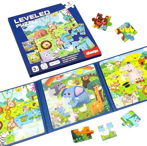 Magnetische Puzzles für Kinder im Alter von 3-5 Jahren, 3 in 1 Toddlers Magnet Jigsaw Puzzle Book, Kids Travel Road Trip Puzzle Spielzeug für Jungen und Mädchen im Alter von 4-8 (Animal World) von Klhamky
