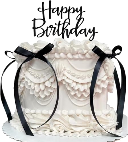 Schleife Tortenaufleger Ribbion Tortenaufleger mit Happy Birthday Zeichen Coquette Themed Party Schwarz Vintage Cake Topper für Herz Torte Vintage Torte Schleife Tortenaufleger Ribbion Tortenaufleger mit Happy Birthday Zeichen Coquette Themed Party Schwarz Vintage Cake Topper für Herz Torte Vintage Torte von Klhamky