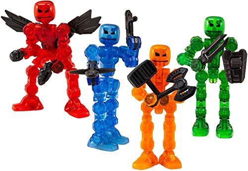 Klikbot Zing, Serie 1 Heroes, komplettes Set mit 4 beweglichen Action-Figuren mit Waffen, inklusive Axil, Helix, Cosmo und Kanone, transluzent von KLIKBOT