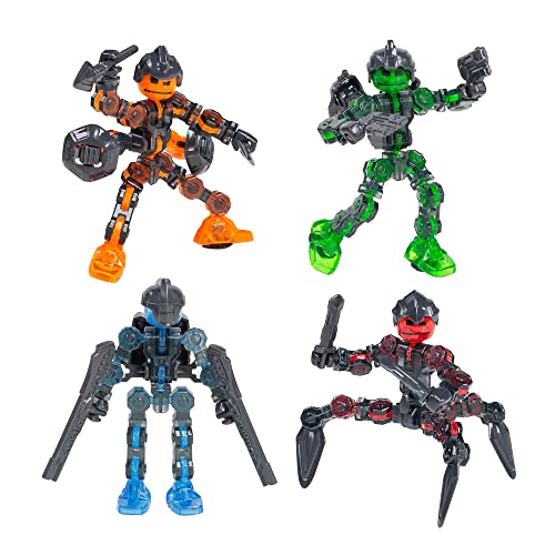 Zing Klikbot, Serie 3 Guardians, Komplettset mit 4 beweglichen Actionfiguren mit Waffen, inklusive Blitz, Sabre, Barrage und Tempest, durchscheinend, Stop Motion Animationsfiguren von Zing