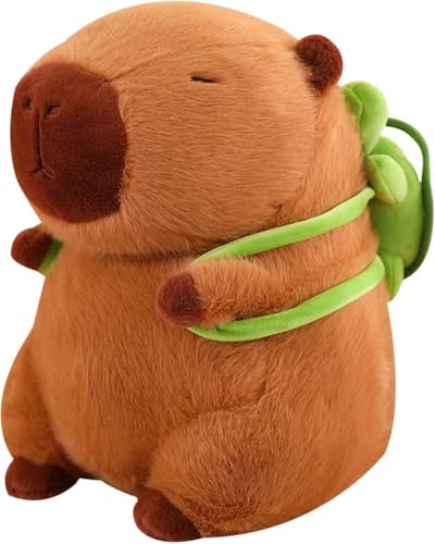 Klikkopers Capybara Kuscheltier, 45 cm Capybara Plüschtier Kawaii Kuscheltier mit Schildkrötenrucksack, Plüschtier Wasserschwein Kuscheltier Niedliche Kawaii Plush für Kinder (45cm) von Klikkopers