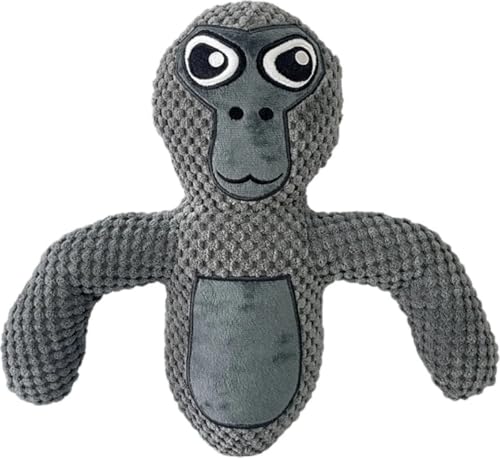 Klikkopers Kuscheltier Gorilla Tag - Plüsch Gorilla Tag Figur 25 cm – Weiches Stofftier für Kinder, Dekoration in Schwarz/Grau, Blau oder Orange – Perfekt für Gamer & Sammler (Grau) von Klikkopers