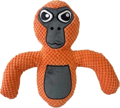 Klikkopers Kuscheltier Gorilla Tag - Plüsch Gorilla Tag Figur 25 cm – Weiches Stofftier für Kinder, Dekoration in Schwarz/Grau, Blau oder Orange – Perfekt für Gamer & Sammler (Orange) von Klikkopers
