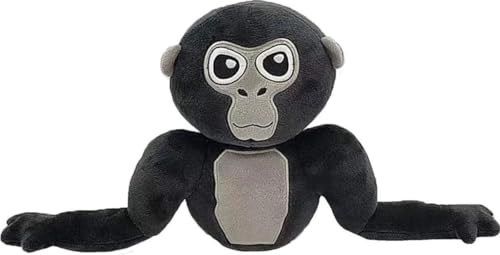 Klikkopers Kuscheltier Gorilla Tag - Plüsch Gorilla Tag Figur 25 cm – Weiches Stofftier für Kinder, Dekoration in Schwarz/Grau, Blau oder Orange – Perfekt für Gamer & Sammler (Schwarz) von Klikkopers