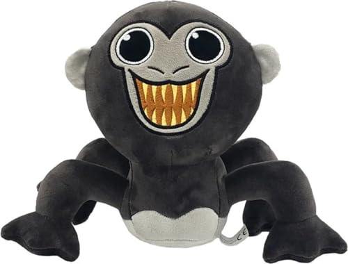 Klikkopers Kuscheltier Gorilla Tag - Plüsch Gorilla Tag Figur 25 cm – Weiches Stofftier für Kinder, Dekoration in Schwarz/Grau, Blau oder Orange – Perfekt für Gamer & Sammler (Schwarz Lächelnd) von Klikkopers
