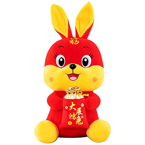 Kliplinc 2023 Kaninchen-Jahr-Maskottchen-Puppe-Kaninchen-Pl¨¹Sch-Spielzeug-Chinesisches Sternzeichen-Segen-Andenken-Kaninchen-Neujahrs-Geschenk-Ausgangsverzierung von Kliplinc