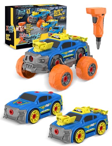 Klsniur Montage Auto Kinder Spielzeug, Teiliges DIY Konstruktionsspielzeug Auto mit Bohrmaschine Akkuschrauber, Spielzeug ab 3 4 5 6 Jahre Junge Kinderspielzeug von Klsniur