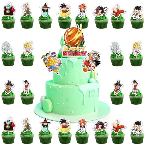 Goku Cupcake Toppers, 27 Stück Tortendeko Kindergeburtstag, Goku Cartoon Cake Topper Torte Topper, Party Kuchen Dekoration, für Geburtstag Party Kinder Goku Cupcake Toppers, 27 Stück Tortendeko Kindergeburtstag, Goku Cartoon Cake Topper Torte Topper, Party Kuchen Dekoration, für Geburtstag Party Kinder von Kmjxsm