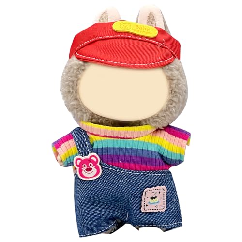 Plüschtiere Kleidung Set, 17 cm Cartoon Puppe Kleidung Set, Einteiler mit Mütze, Zubehör für Puppe, Gilt für Plüschtiere (ohne Puppe) (B) von Kmjxsm