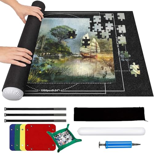 Puzzlematte Puzzlerolle für bis 1500 2000 3000 Puzzle, Puzzle Rollmatte, Puzzle Sparer Puzzleunterlage, Jigsaw Rolls Puzzle Pad aus Filz, Jigsaw Mat, Riesenfilzmatte zur Aufbewahrung von Puzzles von Kmljoee