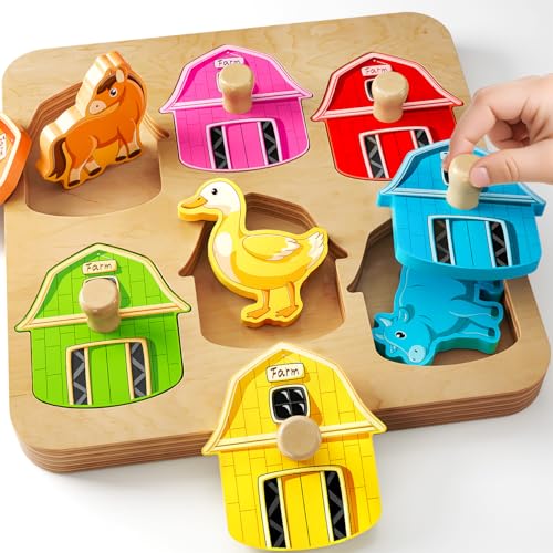 KmmiFF Holzpuzzle 1 jahr, Bauernhof Tier Greifpuzzle Holzspielzeug, Motorikspielzeug Sortierspiel Lernspielzeug Babyspielzeug, Geburztag Ostern Geschenk für Mädchen Jungen Kinder Baby 12 18 Monate 1 2 KmmiFF Holzpuzzle 1 jahr, Bauernhof Tier Greifpuzzle Holzspielzeug, Motorikspielzeug Sortierspiel Lernspielzeug Babyspielzeug, Geburztag Ostern Geschenk für Mädchen Jungen Kinder Baby 12 18 Monate 1 2 von KmmiFF