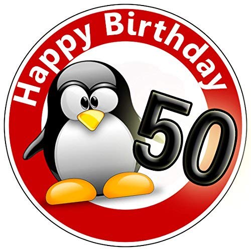 9 Stück Muffinaufleger Muffinfoto Aufleger Foto Bild Geburtstag Happy Birthday Schild 50 Jahre Pinguin rund ca. 6 cm *NEU*OVP* von KnBo