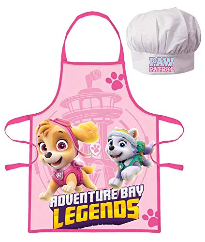 KnBo 2 TLG. Set Kinderschürze + Kochmütze Paw Patrol rosa größenverstellbar fleckenabweisend *Neu*&*Ovp* von KnBo