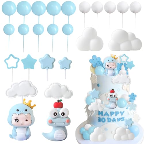 Knana 25 Stück blaue Schlangen-Kuchenaufsätze, Schlangenkugeln, Kuchendekorationen mit Sternwolke für Babyparty, Geburtstag, Partyzubehör Knana 25 Stück blaue Schlangen-Kuchenaufsätze, Schlangenkugeln, Kuchendekorationen mit Sternwolke für Babyparty, Geburtstag, Partyzubehör von Knana