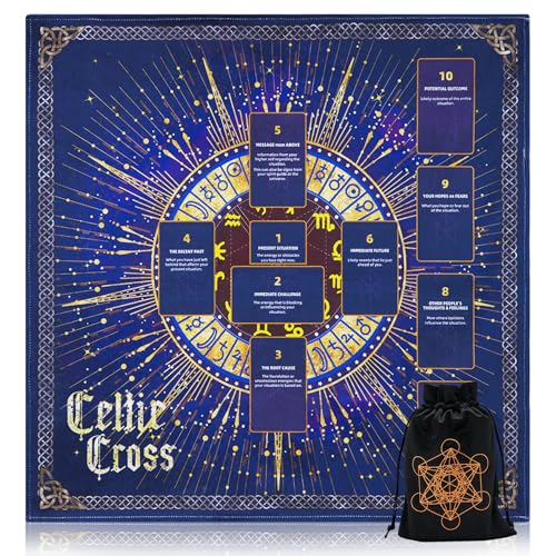 Knana Altartuch Hexerei Samt Tarotmatte Tarottuch zum Lesen mit keltischem Kreuz Muster - Stern von Knana