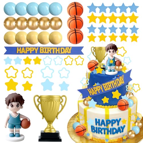 Knana Basketball-Kuchenaufsätze, Basketball-Kuchendekorationen mit Kugelstern-Kuchenaufsatz für Babyparty, Geburtstagsparty, 57 Stück Knana Basketball-Kuchenaufsätze, Basketball-Kuchendekorationen mit Kugelstern-Kuchenaufsatz für Babyparty, Geburtstagsparty, 57 Stück von Knana