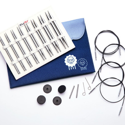 KnitPro Nova Metal Deluxe Auswechselbare Rundstricknadel-Set Messing 60-80-100 cm 3.5-8 cm 8 Größen von KnitPro