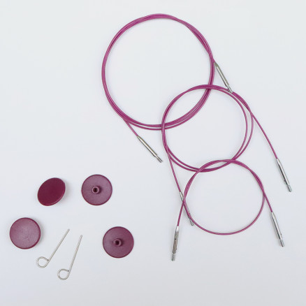 KnitPro Draht / Kabel (Swivel) für austauschbare Rundstricknadeln 126 cm (wird 150cm inkl. Nadeln) Violett von KnitPro