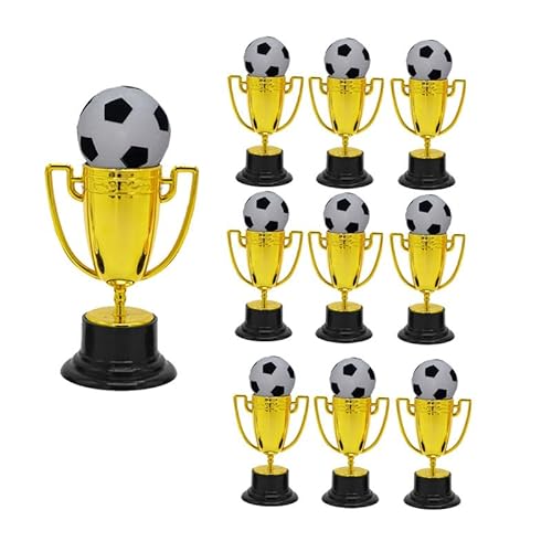 Knnuey 10 Stück Mini-Trophäen mit Mini-Fußball, Goldene Trophäe für Partygeschenke, Requisiten, Belohnungen von Knnuey