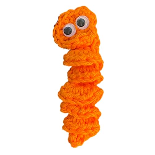 Knnuey Handgefertigtes Sorgenwurm-Geschenk Zur Emotionalen Unterstützung, Gehäkelter Sorgenwurm, der Sie Inspiriert, Süßes Gestricktes Geschenk, Orange von Knnuey