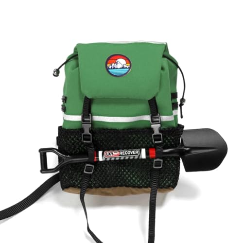 Knnuey Simulation Rucksack Schaufel Aufbewahrungstasche Gepäcktasche Handtasche Dekoration für 1/8 1/10 RC Crawler Auto, Grüne Tasche + Schaufel von Knnuey