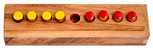 Changing Four, Farbwechselspiel für einen Spieler, Knobelholz Strategiespiel, Lernspiel, wechsle die Farben indem Du Immer nur einen Stein nach vorn setzt, Knobelspiel, Knobelbox, Konzentration von Knobelholz.de