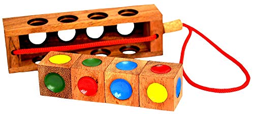 Crazy Four Ampelspiel, Colour Match Game, Vier verrückte Würfel mit 4 Farben, Knobelholz Puzzle, IQ Puzzle, Ampel Puzzle, Crazy Four Puzzle, Konzentrationsspiel, Farbpuzzle, Knobelspiel, von Knobelholz.de