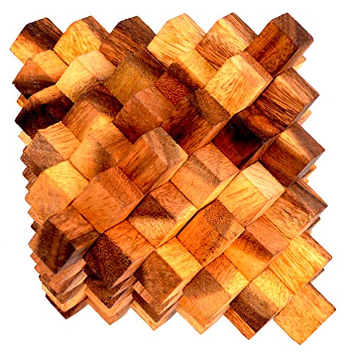 Crystal Cube 51 extra Large, japanischer Crystal Cube mit 51 Puzzleteilen, Knobelholz Interlock Puzzle, Holzpuzzle, Knobelspiel, Knobelbox, Ladder Puzzle, Twist Crystal, Cube, 3D Puzzle von Knobelholz.de