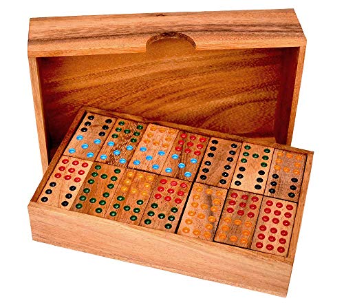 Domino 9 Large, Domino Box Large Dominospiel mit 9 Punkten auf den Dominosteinen Knobelholz Gesellschaftsspiel für 2 bis 6 Spieler Legespiel Gesellschaftsspiel Kinderspiel von Knobelholz.de