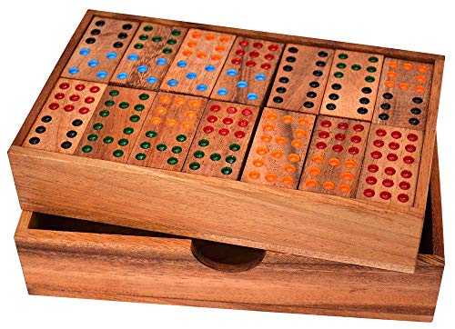 Knobelholz doppel Domino 9 small Legespiel Domino Box Dominospiel mit 9 Punkten auf den Dominosteinen Gesellschaftsspiel für 2 bis 6 Spieler Gesellschaftsspiel von Knobelholz.de