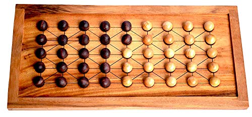 Fanorona, Knobelholz Strategiespiel für 2 Spieler, taktisches Familien Spiel mit Kugeln aus Holz auf dem Holzbrett, Unterhaltungsspiel, Gesellschaftsspiel, Kinderspiel, Lernspiel, Knobelspiel Fanorona, Knobelholz Strategiespiel für 2 Spieler, taktisches Familien Spiel mit Kugeln aus Holz auf dem Holzbrett, Unterhaltungsspiel, Gesellschaftsspiel, Kinderspiel, Lernspiel, Knobelspiel von Knobelholz.de