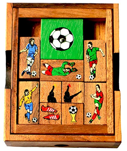 Khun Pan Foot Ball, Escape Knobelspiel medium in Einer Holzbox, Knobelholz Schiebespiel mit Fussball Figuren, Knobelbox, Khun Phaen, Ausparken, Konzentration Unterhaltungsspiel, Reisespiel, Khun Pan Foot Ball, Escape Knobelspiel medium in Einer Holzbox, Knobelholz Schiebespiel mit Fussball Figuren, Knobelbox, Khun Phaen, Ausparken, Konzentration Unterhaltungsspiel, Reisespiel, von Knobelholz.de