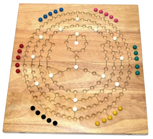 Knobelholz Blockring Barrikade Würfelspiel für 6 Spieler, rundes Spielfeld als großes Klappbrett Familienspiel, Unterhaltungspiel, Brettspiel, Kinderspiel, Gesellschaftsspiel von Knobelholz.de