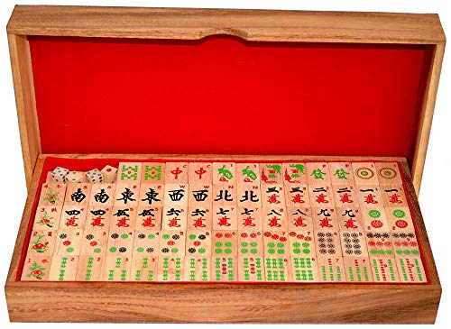 Mahjong Strategiespiel chinesisches Domino für 4 Personen Knobelholz Gesellschaftsspiel aus Holz die veir Himmelsrichtungen kämpfen mit den Naturkräften von Knobelholz.de