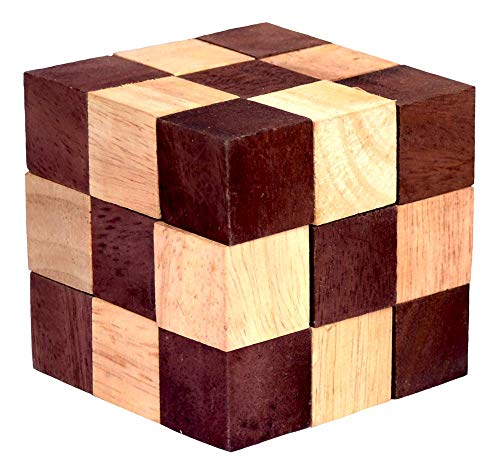 Snake Cube Large, Schlangenwürfel braun Large Würfelschlange Knobelholz Puzzle IQ Puzzle Cobra Cube, Snake Cube 3x3x3 Brain Teaser IQ Test 3D Puzzle Kinderpuzzle Holzspielzeug von Knobelholz.de
