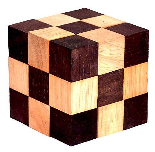 Snake Cube medium, Schlangenwürfel Natur medium Würfelschlange Knobelholz Puzzle IQ Puzzle Cobra Cube Holz Snake Cube 3x3x3 Brain Teaser IQ Test 3D Puzzle Kinderpuzzle Holzspielzeug von Knobelholz.de
