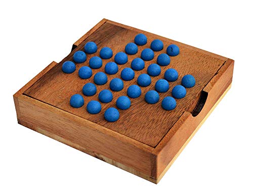 Solitaire Ball Box mit Kugeln, Solitär Steckhalma Steckerspiel Knobelholz Denkspiel Knobelspiel Geduldspiel für einen Spieler von Knobelholz.de