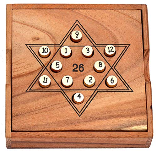 Star 26 Game Box, EIN Stern und Jede Linie soll einen Summe von 26 ergeben, Knobelholz Lernspiel für Kinder, Rechenspiel, Steckhalma mit Zahlen, Konzentrationsspiel, Knobelspiel Star 26 Game Box, EIN Stern und Jede Linie soll einen Summe von 26 ergeben, Knobelholz Lernspiel für Kinder, Rechenspiel, Steckhalma mit Zahlen, Konzentrationsspiel, Knobelspiel von Knobelholz.de