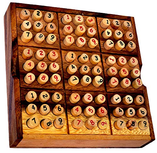 Sudoku Box 9x9 mit Natur Stiften aus Holz und aufgedruckten Zahlen in 2 Farben, strategisches Knobelspiel, Knobelholz Strategiespiel für eine Person, Sudoku Holzspiel Sudoku Box 9x9 mit Natur Stiften aus Holz und aufgedruckten Zahlen in 2 Farben, strategisches Knobelspiel, Knobelholz Strategiespiel für eine Person, Sudoku Holzspiel von Knobelholz.de
