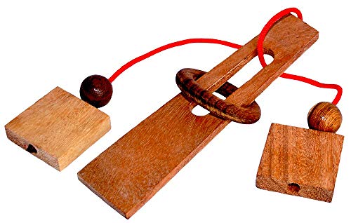 Tong Tang Puzzle, Knobelholz Schnurpuzzle aus Holz Lord of The Ring Trickpuzzle, Knobelspiel, Knobelbox, Geduldpuzzle, Holzpuzzle, Wooden Brain Teaser, IQ Test, Lernpuzzle, von Knobelholz.de