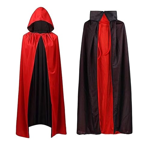 Vampir Umhang, Umhang mit Kaputze, Kapuzenumhang Schwarz Rot Doppelseitig Mit Erwachsener Für Halloween Kostüm, für Kinder & Erwachsene, für Halloween & Fasching & Karneval Vampir Umhang, Umhang mit Kaputze, Kapuzenumhang Schwarz Rot Doppelseitig Mit Erwachsener Für Halloween Kostüm, für Kinder & Erwachsene, für Halloween & Fasching & Karneval von Knocery